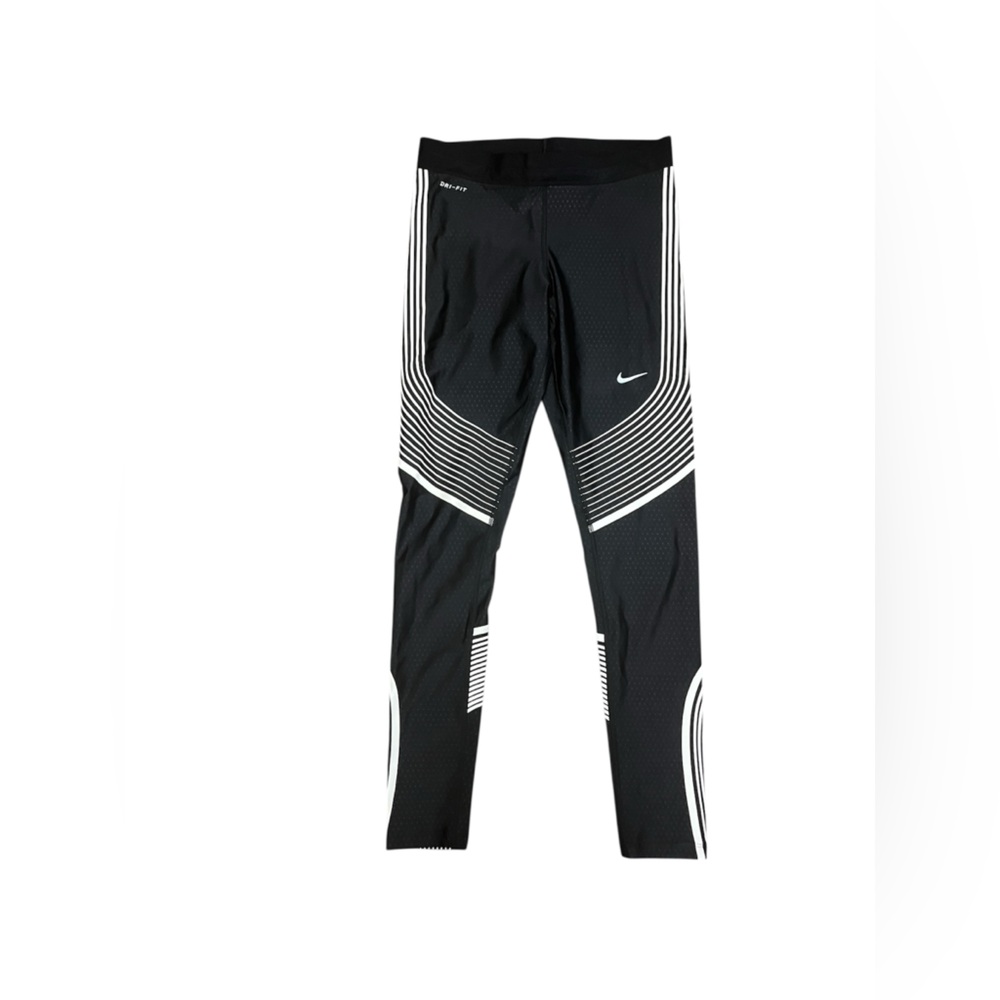 Nike Power Speed Running Tights Womens Small Black White Dri Fit Compression